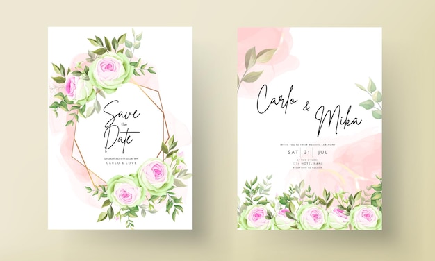 Beautiful blooming rose flower wedding invitation floral design