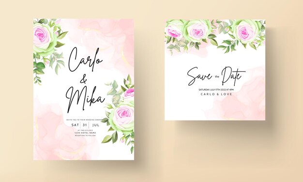 Beautiful blooming rose flower wedding invitation floral design