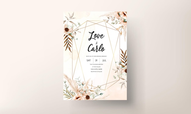 beautiful boho flower wedding invitation template