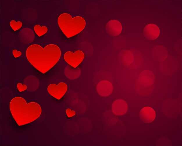 Beautiful bokeh with red hearts design