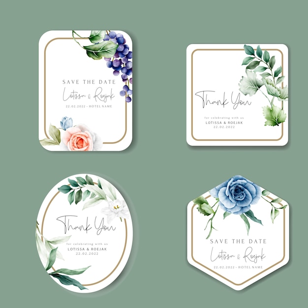 Free vector beautiful botanical floral and grapes label collection template