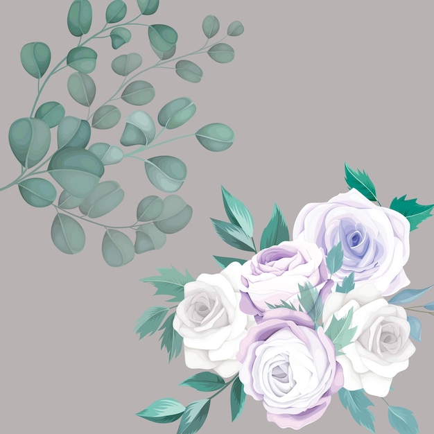 Free Vector beautiful bouquet roses flower and eucalyptus leaves