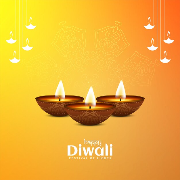 Beautiful bright yellow Happy Diwali decorative 