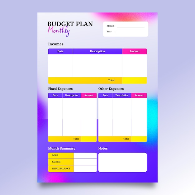 Beautiful budget planner template