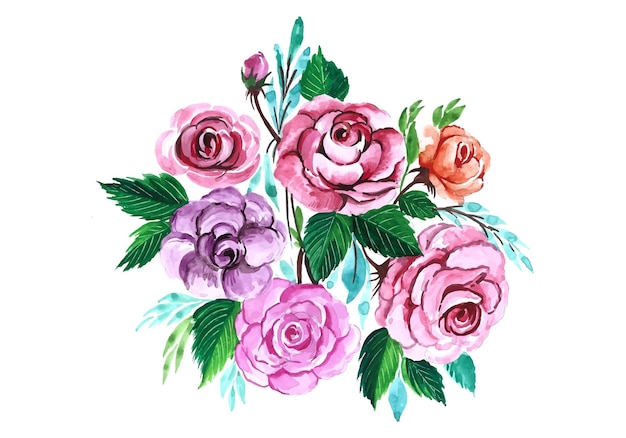 Beautiful bunch colorful flowers design illustration