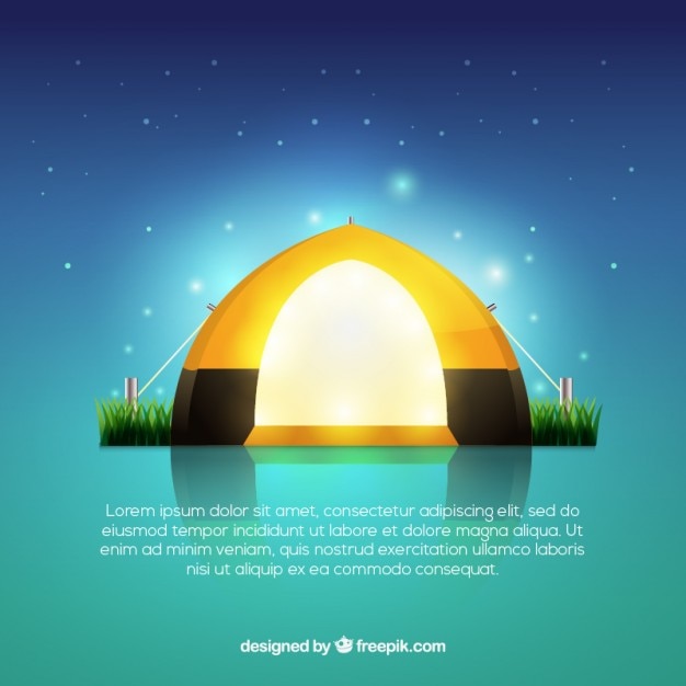 Free Vector beautiful camping tent at night