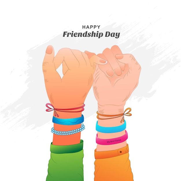 Free vector beautiful card for friendship day with holding promise hand design