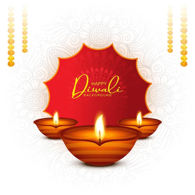 Free Vector beautiful card happy diwali celebration holiday background