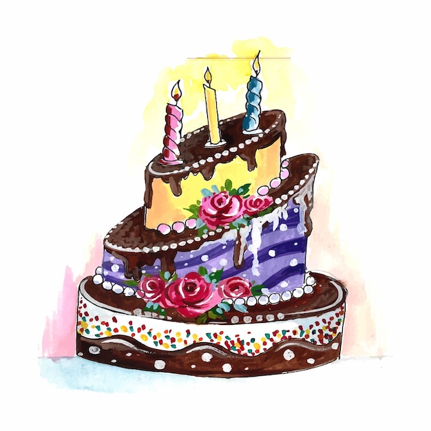 Free Vector beautiful celebration birthday cake design