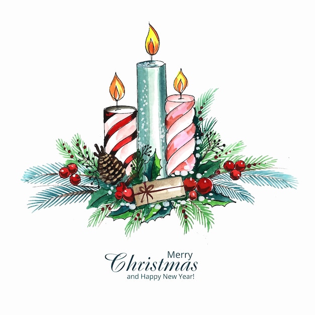 Beautiful celebration christmas candles and holly background