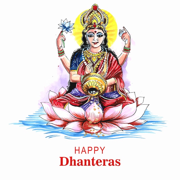 Free vector beautiful celebration happy dhanteras greeting card design