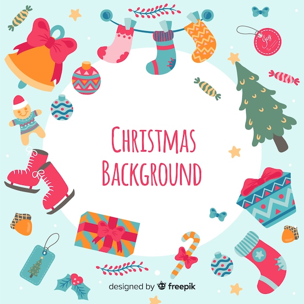 Beautiful christmas background in hand drawn style