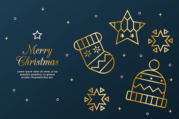 Free vector beautiful christmas background in outline style