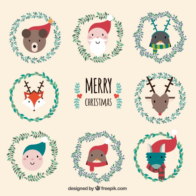 Free vector beautiful christmas characters pack