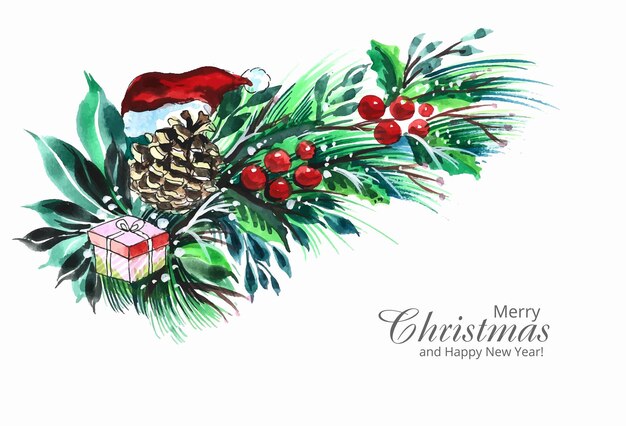 Beautiful christmas garlands holiday card background