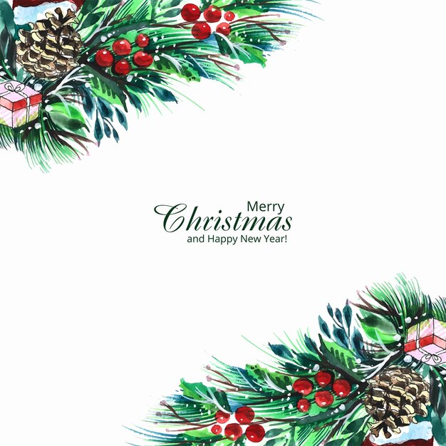 Beautiful christmas garlands holiday card background