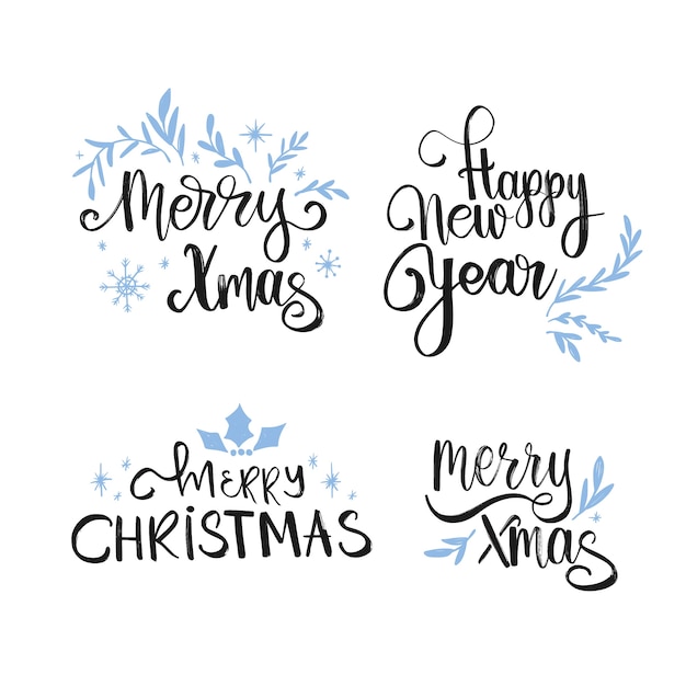 Free Vector beautiful christmas lettering