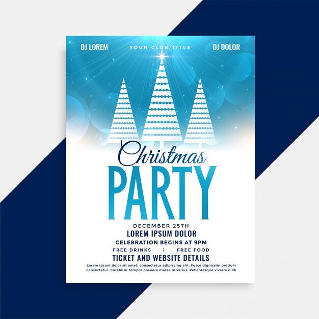 Beautiful christmas party flyer template with creative tree