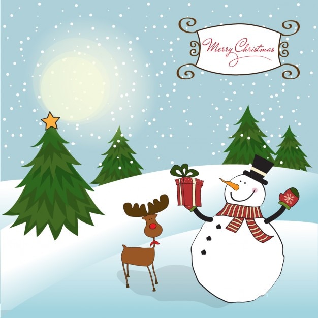 Free Vector beautiful christmas scene