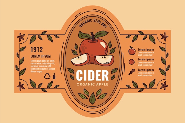 Free vector beautiful cider label template