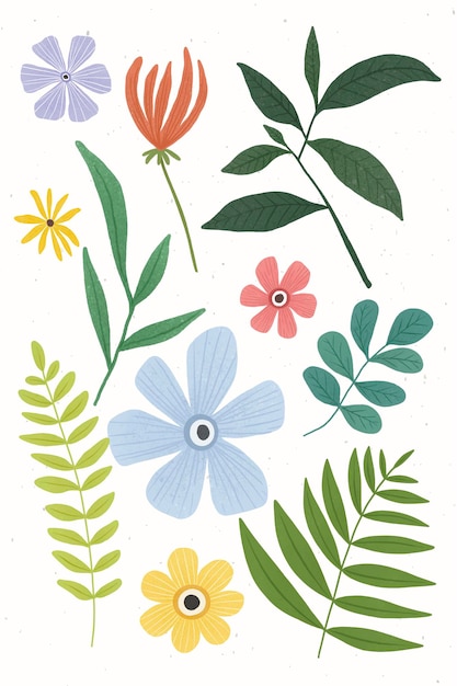 Free Vector beautiful colorful flowers illustration