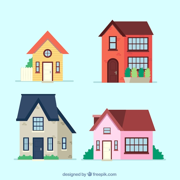 Free Vector beautiful colourful houses