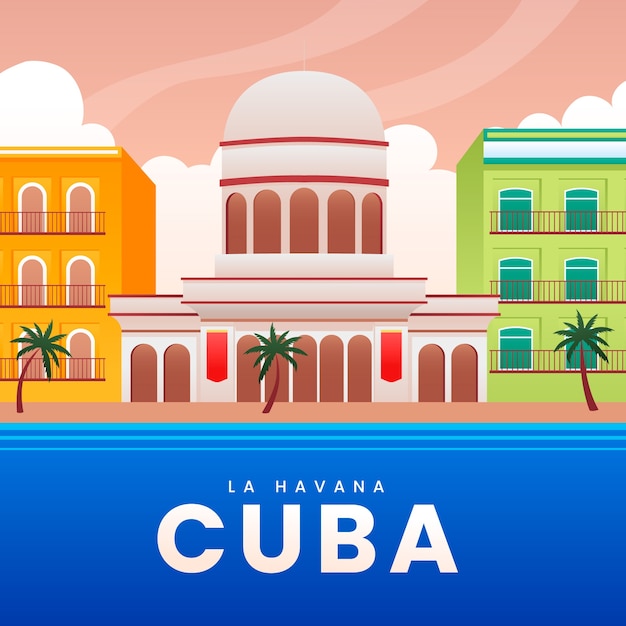 Beautiful cuba destination illustration