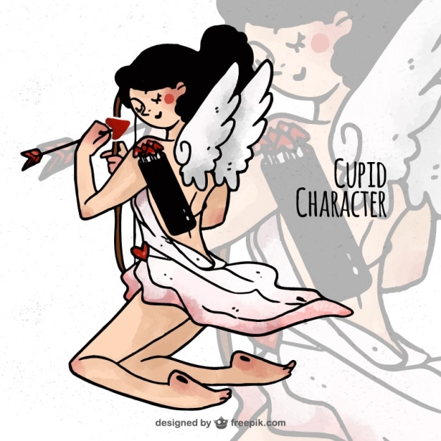 Free Vector beautiful cupid character in watercolor style