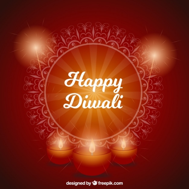 Free Vector beautiful decorative background diwali candles