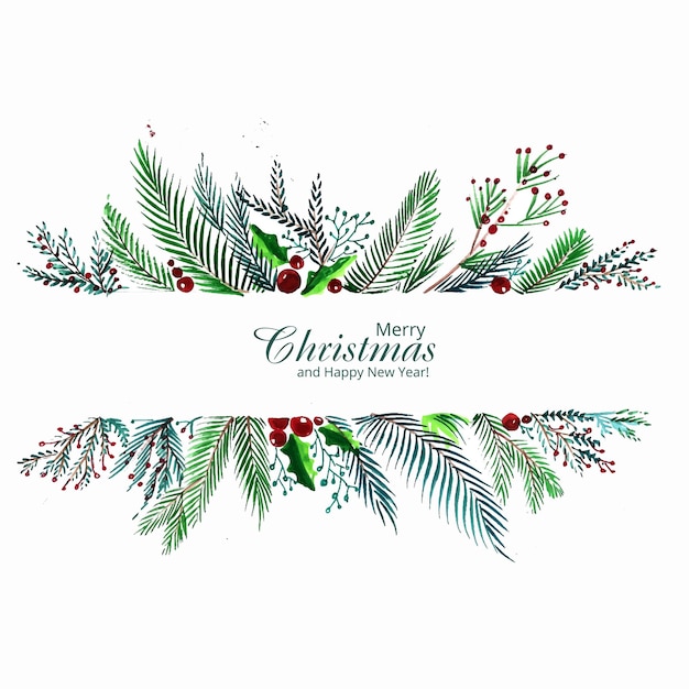 Beautiful decorative christmas leaf  holiday card design