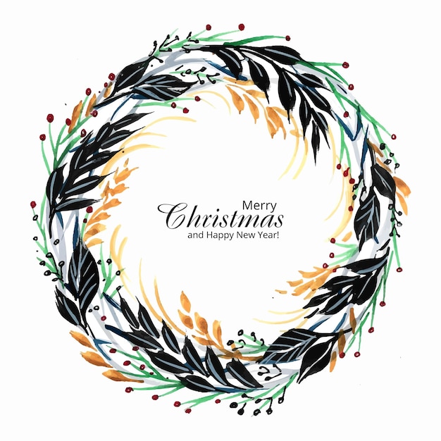 Free Vector beautiful decorative christmas wreath holiday card background