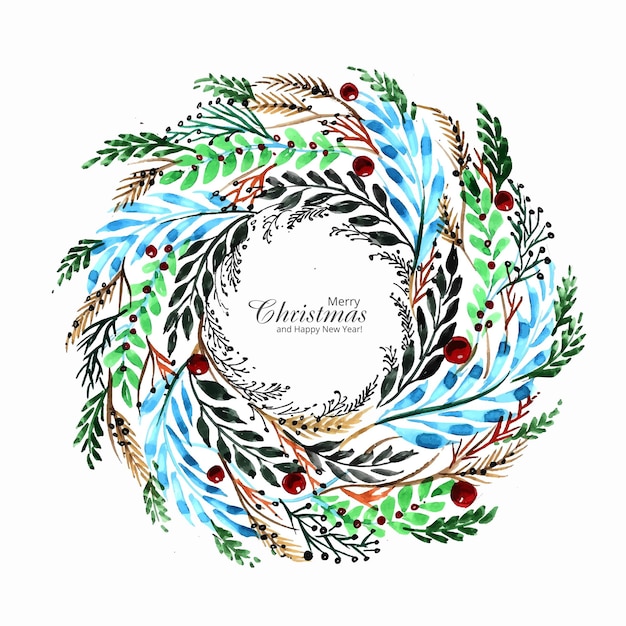 Beautiful decorative christmas wreath holiday card background