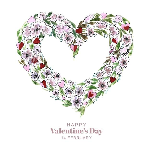 Free vector beautiful decorative floral heart shape valentines day card design