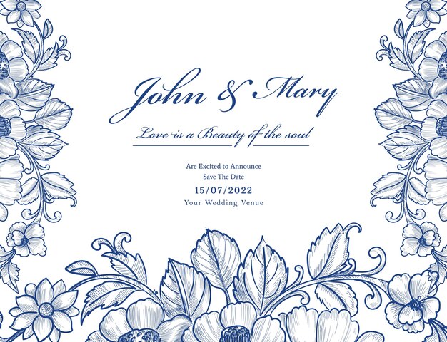 Beautiful decorative floral wedding card