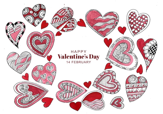 Free Vector beautiful decorative hearts shape valentines day card background