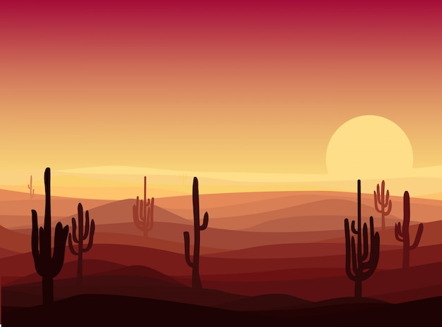 Free Vector beautiful desert landscape template