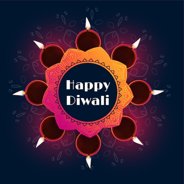 Free Vector beautiful diwali diya decoration background design