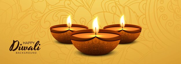 Beautiful diwali diya oil lamp celebration banner background