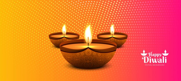 Beautiful diwali diya oil lamp festival header background