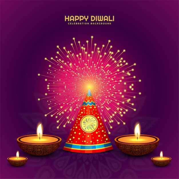 Beautiful diwali diya oil lamp holiday indian festival card background