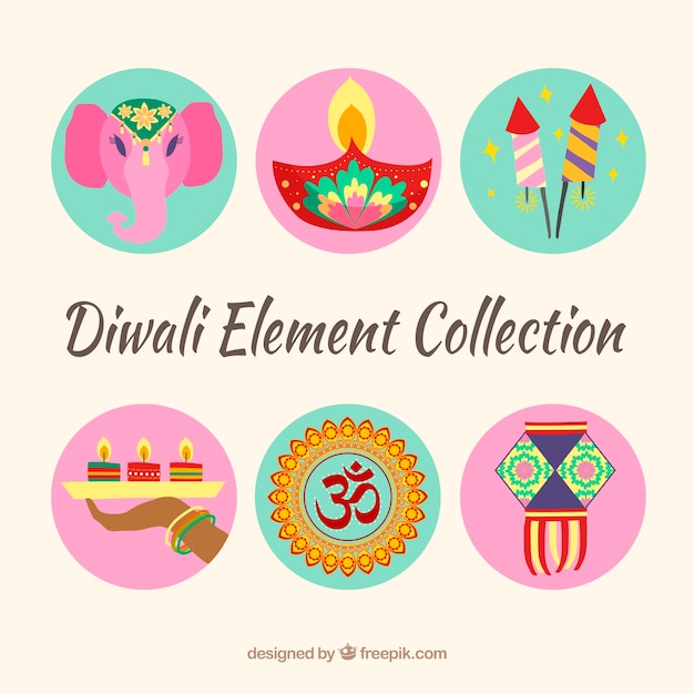 Free Vector beautiful diwali elements