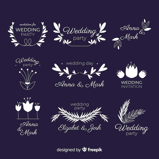 Beautiful and elegant logo or logotype set for wedding or florist