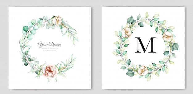 beautiful eucalyptus wedding invitation card set