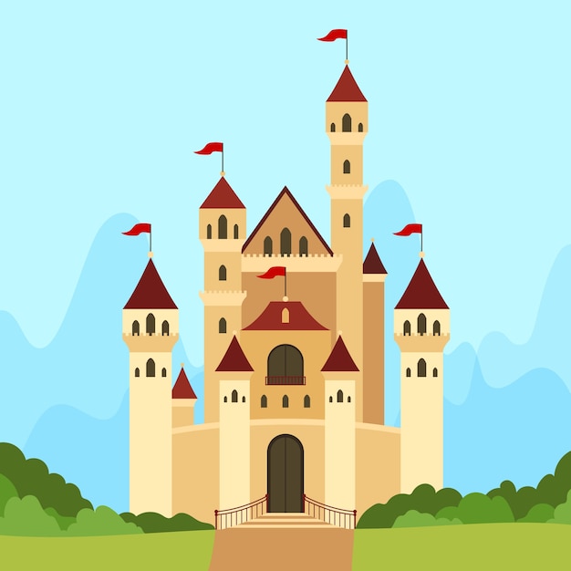 Free Vector beautiful fairytale castle concept