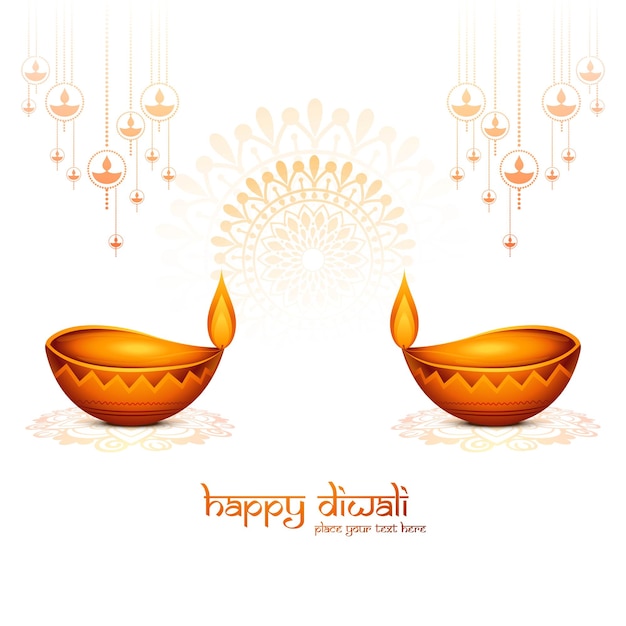 Beautiful festivel happy diwali greeting card celebration background