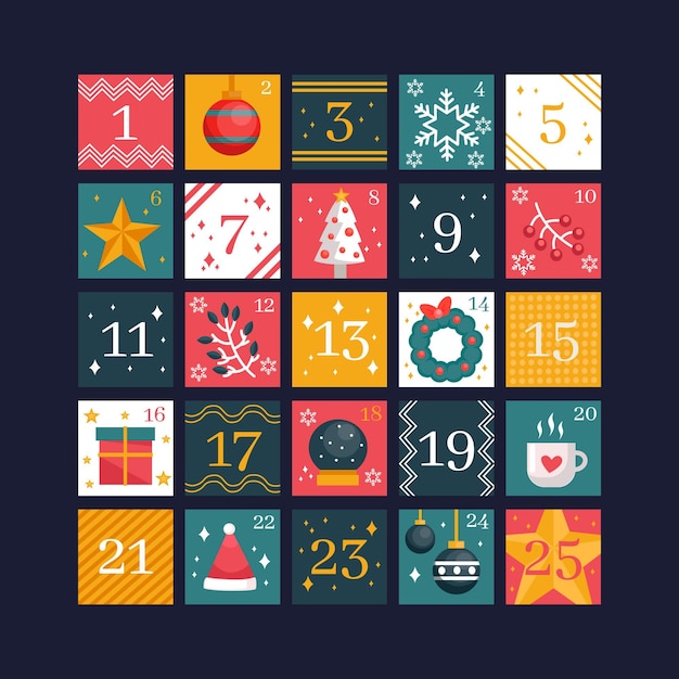 Beautiful flat design advent calendar