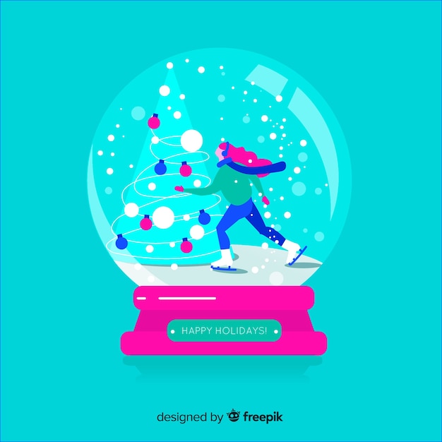 Free Vector beautiful flat snowball globe