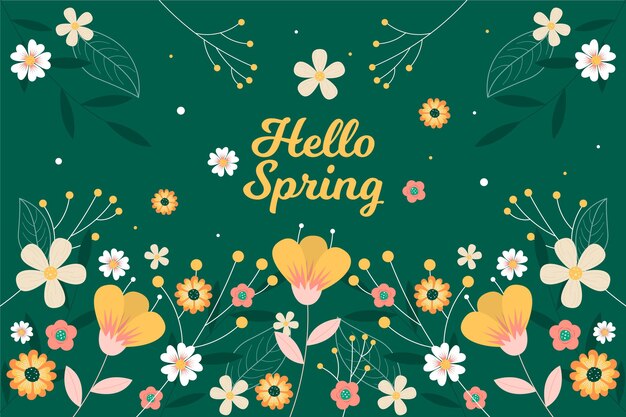 Beautiful flat spring background with flowers