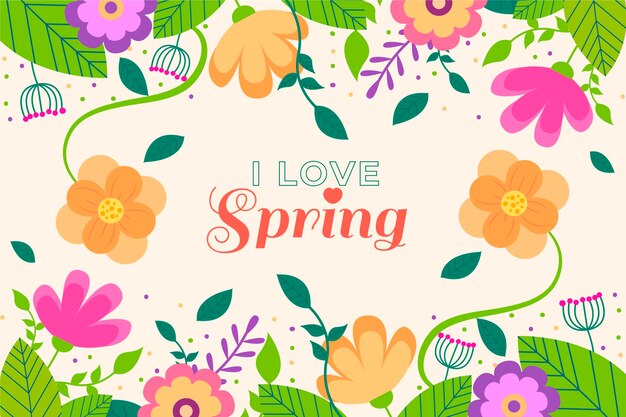 Beautiful flat spring background with flowers