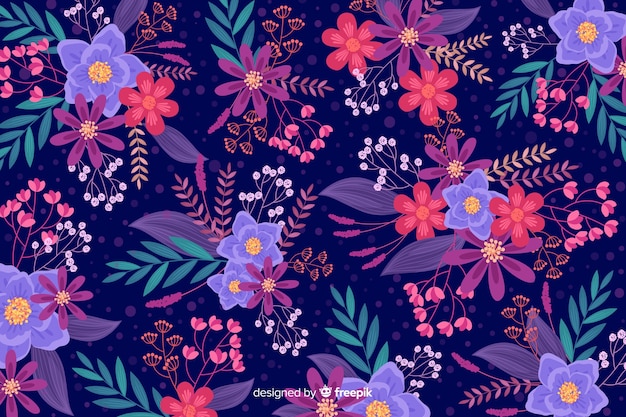 Beautiful floral background in flat design